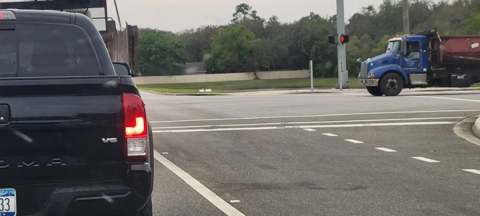 A Florida highway intersection with a truck crossing