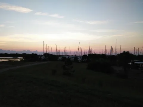 A coastal marsh at dusk.