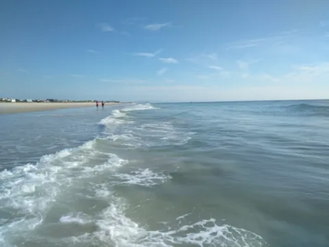 Waves rolling onto an Atlantic beach